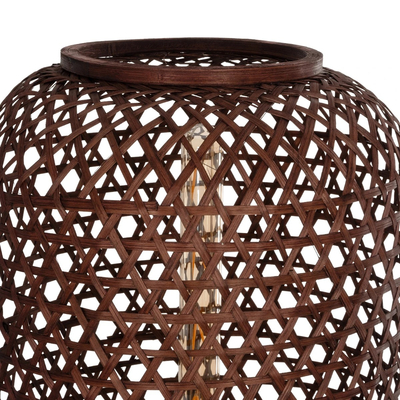 GloboStar® CURACAO 999-0041 Μοντέρνο Επιδαπέδιο Φωτιστικό Μονόφωτο 1 x E27 IP20 Μαύρο Μέταλλο με Καφέ Ξύλο - Μ30 x Π30 x Υ165cm