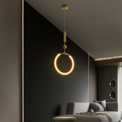 kelvo® GLOW 61678 Μοντέρνο Κρεμαστό Φωτιστικό Οροφής LED 18W 1800lm 360° AC 220-240V IP20 Ρυθμιζόμενο Λευκό CCT με On/Off 2700K/4500K/6000K - Lumileds SMD Chip - Χρυσό Πλατίνα & Λευκό Νήμα - Μ30 x Π6 x Υ60cm - 3 Χρόνια Εγγύηση