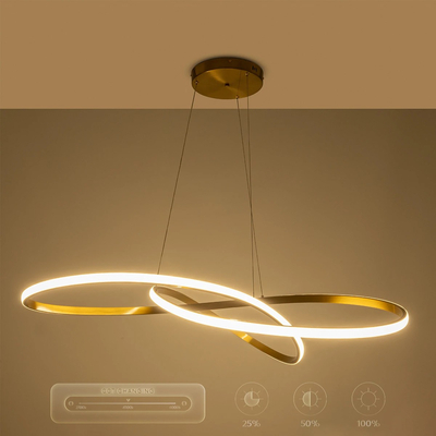 GLOBOSTAR® DEXTER 60920 Μοντέρνο Κρεμαστό Φωτιστικό Οροφής LED 120W 13440lm 300° AC 220-240V IP20 Ρυθμιζόμενο Λευκό CCT με Χειριστήριο από 2700K έως 6000K Dimmable - Lumileds SMD Chip - Χρυσό Βούρτσας - Μ103 x Π103 x Υ30cm - 3 Χρόνια Εγγύηση