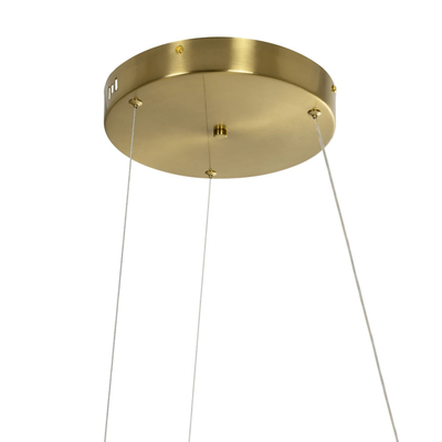 GLOBOSTAR® DEXTER 60920 Μοντέρνο Κρεμαστό Φωτιστικό Οροφής LED 120W 13440lm 300° AC 220-240V IP20 Ρυθμιζόμενο Λευκό CCT με Χειριστήριο από 2700K έως 6000K Dimmable - Lumileds SMD Chip - Χρυσό Βούρτσας - Μ103 x Π103 x Υ30cm - 3 Χρόνια Εγγύηση