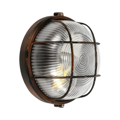 GLOBOSTAR® BOATLIGHT 61623 Vintage Φωτιστικό Καραβοχελώνα Τοίχου & Οροφής με Ντουί 1 x E27 AC 220-240V Αδιάβροχο IP65 - Χάλκινο Παλαιωμένο Εφέ Σκουριάς Ματ - Μ17.5 x Π17.5 x Υ9cm