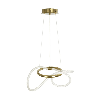 kelvo® GLOW 61657 Μοντέρνο Κρεμαστό Φωτιστικό Οροφής LED 30W 3000lm 360° AC 220-240V IP20 Ρυθμιζόμενο Λευκό CCT με Χειριστήριο από 2700K έως 6000K Dimmable - Lumileds SMD Chip - Χρυσό Πλατίνα & Λευκό Νήμα - Μ40 x Π40 x Υ30cm - 3 Χρόνια Εγγύηση