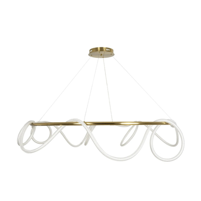 kelvo® GLOW 61661 Μοντέρνο Κρεμαστό Φωτιστικό Οροφής LED 100W 10000lm 360° AC 220-240V IP20 Ρυθμιζόμενο Λευκό CCT με Χειριστήριο από 2700K έως 6000K Dimmable - Lumileds SMD Chip - Χρυσό Πλατίνα & Λευκό Νήμα - Μ150 x Π150 x Υ100cm - 3 Χρόνια Εγγύηση