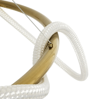 kelvo® GLOW 61661 Μοντέρνο Κρεμαστό Φωτιστικό Οροφής LED 100W 10000lm 360° AC 220-240V IP20 Ρυθμιζόμενο Λευκό CCT με Χειριστήριο από 2700K έως 6000K Dimmable - Lumileds SMD Chip - Χρυσό Πλατίνα & Λευκό Νήμα - Μ150 x Π150 x Υ100cm - 3 Χρόνια Εγγύηση