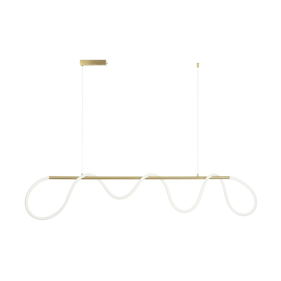 kelvo® GLOW 61663 Μοντέρνο Κρεμαστό Φωτιστικό Οροφής LED 45W 4500lm 360° AC 220-240V IP20 Ρυθμιζόμενο Λευκό CCT με Χειριστήριο από 2700K έως 6000K Dimmable - Lumileds SMD Chip - Χρυσό Πλατίνα & Λευκό Νήμα - Μ180 x Π30 x Υ40cm - 3 Χρόνια Εγγύηση