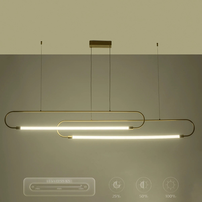 kelvo® GLOW 61665 Μοντέρνο Κρεμαστό Φωτιστικό Οροφής LED 28W 2800lm 360° AC 220-240V IP20 Ρυθμιζόμενο Λευκό CCT με Χειριστήριο από 2700K έως 6000K Dimmable - Lumileds SMD Chip - Χρυσό Πλατίνα & Λευκό Νήμα - Μ167 x Π7 x Υ24cm - 3 Χρόνια Εγγύηση