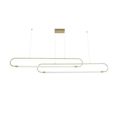 kelvo® GLOW 61665 Μοντέρνο Κρεμαστό Φωτιστικό Οροφής LED 28W 2800lm 360° AC 220-240V IP20 Ρυθμιζόμενο Λευκό CCT με Χειριστήριο από 2700K έως 6000K Dimmable - Lumileds SMD Chip - Χρυσό Πλατίνα & Λευκό Νήμα - Μ167 x Π7 x Υ24cm - 3 Χρόνια Εγγύηση