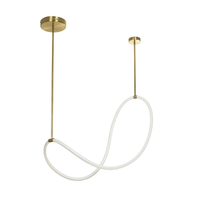 kelvo® GLOW 61667 Μοντέρνο Κρεμαστό Φωτιστικό Οροφής LED 34W 3400lm 360° AC 220-240V IP20 Ρυθμιζόμενο Λευκό CCT με Χειριστήριο από 2700K έως 6000K Dimmable - Lumileds SMD Chip - Χρυσό Πλατίνα & Λευκό Νήμα - Μ20 x Π35 x Υ120cm - 3 Χρόνια Εγγύηση