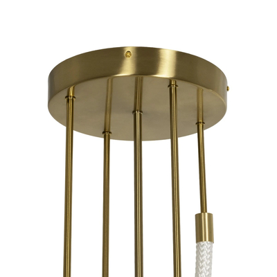 kelvo® GLOW 61671 Μοντέρνο Φωτιστικό Οροφής LED 85W 8500lm 360° AC 220-240V IP20 Ρυθμιζόμενο Λευκό CCT με Χειριστήριο από 2700K έως 6000K Dimmable - Lumileds SMD Chip - Χρυσό Πλατίνα & Λευκό Νήμα - Μ100 x Π100 x Υ140cm - 3 Χρόνια Εγγύηση