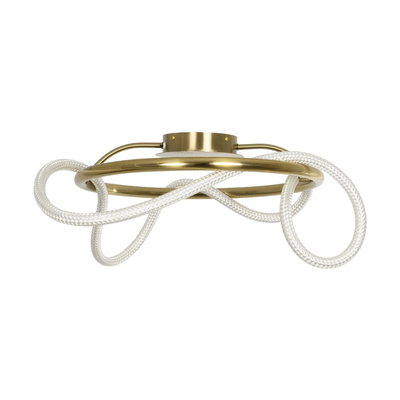 kelvo® GLOW 61673 Μοντέρνο Φωτιστικό Οροφής LED 34W 3400lm 360° AC 220-240V IP20 Ρυθμιζόμενο Λευκό CCT με Χειριστήριο από 2700K έως 6000K Dimmable - Lumileds SMD Chip - Χρυσό Πλατίνα & Λευκό Νήμα - Μ60 x Π60 x Υ30cm - 3 Χρόνια Εγγύηση