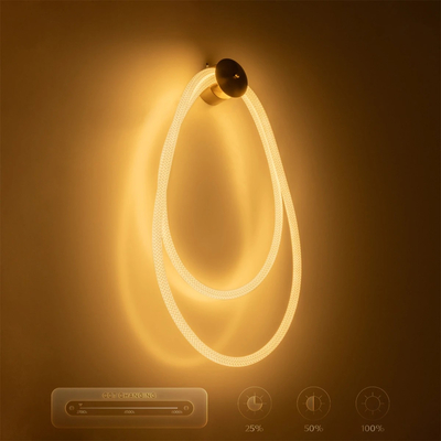 kelvo® GLOW 61676 Μοντέρνο Φωτιστικό Τοίχου - Απλίκα LED 45W 4500lm 360° AC 220-240V IP20 Ρυθμιζόμενο Λευκό CCT με Χειριστήριο από 2700K έως 6000K Dimmable - Lumileds SMD Chip - Χρυσό Πλατίνα & Λευκό Νήμα - Μ30 x Π15 x Υ110cm - 3 Χρόνια Εγγύηση