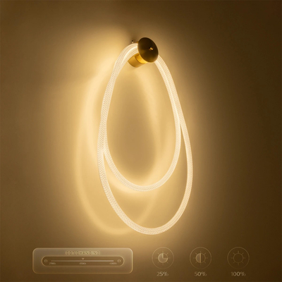 kelvo® GLOW 61676 Μοντέρνο Φωτιστικό Τοίχου - Απλίκα LED 45W 4500lm 360° AC 220-240V IP20 Ρυθμιζόμενο Λευκό CCT με Χειριστήριο από 2700K έως 6000K Dimmable - Lumileds SMD Chip - Χρυσό Πλατίνα & Λευκό Νήμα - Μ30 x Π15 x Υ110cm - 3 Χρόνια Εγγύηση