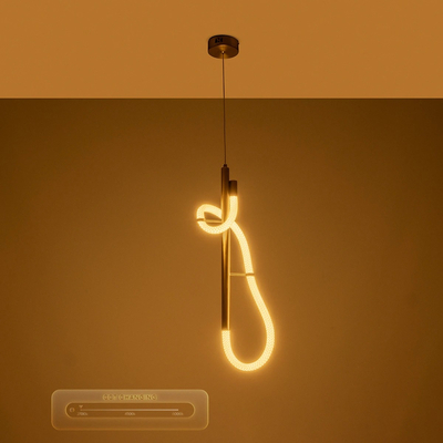 kelvo® GLOW 61680 Μοντέρνο Κρεμαστό Φωτιστικό Οροφής LED 24W 2400lm 360° AC 220-240V IP20 Ρυθμιζόμενο Λευκό CCT με On/Off 2700K/4500K/6000K - Lumileds SMD Chip - Χρυσό Πλατίνα & Λευκό Νήμα - Μ24 x Π10 x Υ62cm - 3 Χρόνια Εγγύηση