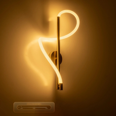 kelvo® GLOW 61682 Μοντέρνο Φωτιστικό Τοίχου - Απλίκα LED 24W 2400lm 360° AC 220-240V IP20 Ρυθμιζόμενο Λευκό CCT με On/Off 2700K/4500K/6000K - Lumileds SMD Chip - Χρυσό Πλατίνα & Λευκό Νήμα - Μ30 x Π15 x Υ70cm - 3 Χρόνια Εγγύηση