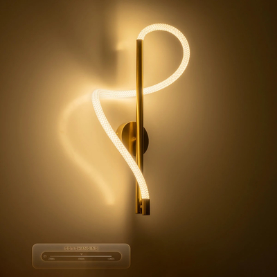 kelvo® GLOW 61682 Μοντέρνο Φωτιστικό Τοίχου - Απλίκα LED 24W 2400lm 360° AC 220-240V IP20 Ρυθμιζόμενο Λευκό CCT με On/Off 2700K/4500K/6000K - Lumileds SMD Chip - Χρυσό Πλατίνα & Λευκό Νήμα - Μ30 x Π15 x Υ70cm - 3 Χρόνια Εγγύηση