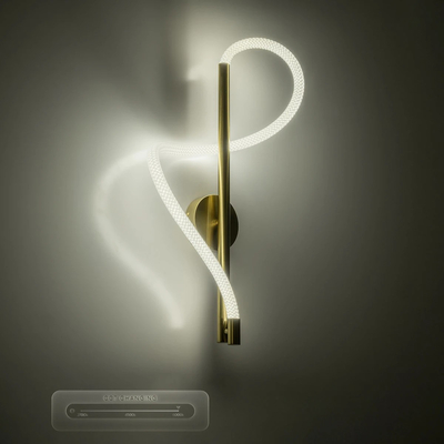 kelvo® GLOW 61682 Μοντέρνο Φωτιστικό Τοίχου - Απλίκα LED 24W 2400lm 360° AC 220-240V IP20 Ρυθμιζόμενο Λευκό CCT με On/Off 2700K/4500K/6000K - Lumileds SMD Chip - Χρυσό Πλατίνα & Λευκό Νήμα - Μ30 x Π15 x Υ70cm - 3 Χρόνια Εγγύηση