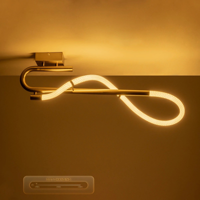 kelvo® GLOW 61684 Μοντέρνο Φωτιστικό Οροφής LED 18W 1800lm 360° AC 220-240V IP20 Ρυθμιζόμενο Λευκό CCT με On/Off 2700K/4500K/6000K - Lumileds SMD Chip - Χρυσό Πλατίνα & Λευκό Νήμα - Μ65 x Π30 x Υ30cm - 3 Χρόνια Εγγύηση