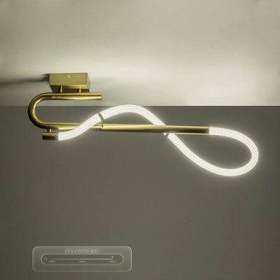 kelvo® GLOW 61684 Μοντέρνο Φωτιστικό Οροφής LED 18W 1800lm 360° AC 220-240V IP20 Ρυθμιζόμενο Λευκό CCT με On/Off 2700K/4500K/6000K - Lumileds SMD Chip - Χρυσό Πλατίνα & Λευκό Νήμα - Μ65 x Π30 x Υ30cm - 3 Χρόνια Εγγύηση