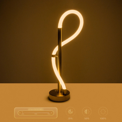 kelvo® GLOW 61685 Μοντέρνο Επιτραπέζιο Φωτιστικό Πορτατίφ LED 18W 1800lm 360° AC 220-240V IP20 Ρυθμιζόμενο Λευκό CCT με Αφή 2700K/4500K/6000K Dimmable - Lumileds SMD Chip - Χρυσό Πλατίνα & Λευκό Νήμα - Μ30 x Π30 x Υ60cm - 3 Χρόνια Εγγύηση