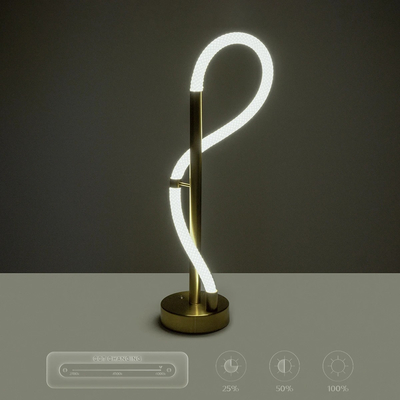 kelvo® GLOW 61685 Μοντέρνο Επιτραπέζιο Φωτιστικό Πορτατίφ LED 18W 1800lm 360° AC 220-240V IP20 Ρυθμιζόμενο Λευκό CCT με Αφή 2700K/4500K/6000K Dimmable - Lumileds SMD Chip - Χρυσό Πλατίνα & Λευκό Νήμα - Μ30 x Π30 x Υ60cm - 3 Χρόνια Εγγύηση