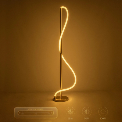 kelvo® GLOW 61686 Μοντέρνο Επιδαπέδιο Φωτιστικό LED 30W 3000lm 360° AC 220-240V IP20 Ρυθμιζόμενο Λευκό CCT με Αφή 2700K/4500K/6000K Dimmable - Lumileds SMD Chip - Χρυσό Πλατίνα & Λευκό Νήμα - Μ45 x Π45 x Υ160cm - 3 Χρόνια Εγγύηση