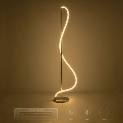 kelvo® GLOW 61686 Μοντέρνο Επιδαπέδιο Φωτιστικό LED 30W 3000lm 360° AC 220-240V IP20 Ρυθμιζόμενο Λευκό CCT με Αφή 2700K/4500K/6000K Dimmable - Lumileds SMD Chip - Χρυσό Πλατίνα & Λευκό Νήμα - Μ45 x Π45 x Υ160cm - 3 Χρόνια Εγγύηση