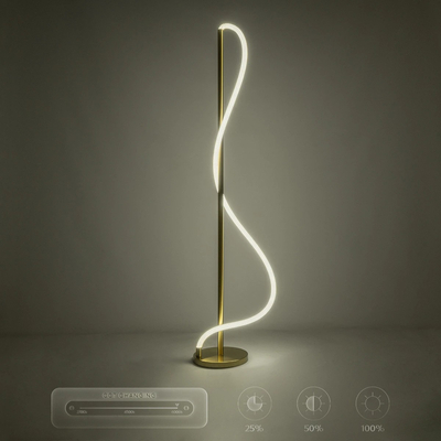 kelvo® GLOW 61686 Μοντέρνο Επιδαπέδιο Φωτιστικό LED 30W 3000lm 360° AC 220-240V IP20 Ρυθμιζόμενο Λευκό CCT με Αφή 2700K/4500K/6000K Dimmable - Lumileds SMD Chip - Χρυσό Πλατίνα & Λευκό Νήμα - Μ45 x Π45 x Υ160cm - 3 Χρόνια Εγγύηση