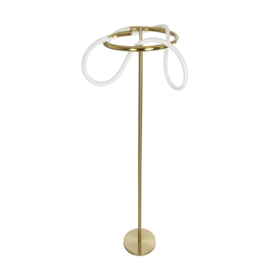 kelvo® GLOW 61687 Μοντέρνο Επιδαπέδιο Φωτιστικό LED 30W 3000lm 360° AC 220-240V IP20 Ρυθμιζόμενο Λευκό CCT με Αφή 2700K/4500K/6000K Dimmable - Lumileds SMD Chip - Χρυσό Πλατίνα & Λευκό Νήμα - Μ45 x Π45 x Υ160cm - 3 Χρόνια Εγγύηση