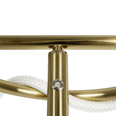 kelvo® GLOW 61687 Μοντέρνο Επιδαπέδιο Φωτιστικό LED 30W 3000lm 360° AC 220-240V IP20 Ρυθμιζόμενο Λευκό CCT με Αφή 2700K/4500K/6000K Dimmable - Lumileds SMD Chip - Χρυσό Πλατίνα & Λευκό Νήμα - Μ45 x Π45 x Υ160cm - 3 Χρόνια Εγγύηση