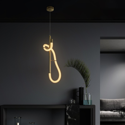 kelvo® GLOW 61680 Μοντέρνο Κρεμαστό Φωτιστικό Οροφής LED 24W 2400lm 360° AC 220-240V IP20 Ρυθμιζόμενο Λευκό CCT με On/Off 2700K/4500K/6000K - Lumileds SMD Chip - Χρυσό Πλατίνα & Λευκό Νήμα - Μ24 x Π10 x Υ62cm - 3 Χρόνια Εγγύηση