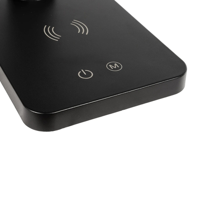 GLOBOSTAR® TEBLA 60482 Μοντέρνο Επιτραπέζιο Φωτιστικό Γραφείου με Ασύρματη Φόρτιση 5W 1A LED 5W 500lm 120° AC 220-240V IP20 Ρυθμιζόμενο Λευκό CCT με Αφή 2700K/4500K/6000K Dimmable - Bridgelux SMD Chip - Μαύρο - Μ11 x Π31 x Υ52cm - 2 Χρόνια Εγγύηση