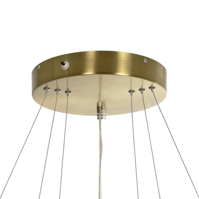 GLOBOSTAR® NEMESIS TRIO 61169 Μοντέρνο Κρεμαστό Φωτιστικό Οροφής LED 100W 12123lm 360° AC 220-240V IP20 Ρυθμιζόμενο Λευκό CCT με Χειριστήριο από 2700K έως 6000K Dimmable - Lumileds SMD Chip - Χρυσό Βούρτσας - Μ60 x Π60 x Υ60cm - 3 Χρόνια Εγγύηση