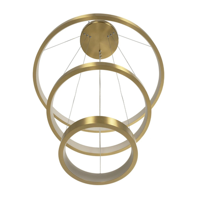 GLOBOSTAR® NEMESIS TRIO 61169-DECO Μοντέρνο Κρεμαστό Φωτιστικό Οροφής LED 100W 12123lm 360° AC 220-240V IP20 Ρυθμιζόμενο Λευκό CCT με Χειριστήριο από 2700K έως 6000K Dimmable - Lumileds SMD Chip - Χρυσό Βούρτσας - Μ60 x Π60 x Υ60cm - 3 Χρόνια Εγγύηση