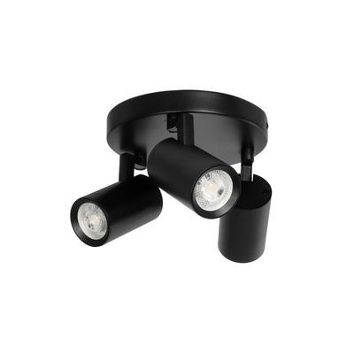 kelvo® SPOTA KLV-101-0144 Μοντέρνο Κινούμενο Φωτιστικό Σποτ Οροφής με Ντουί 3 x GU10 90° AC 220-240V IP20 - Μαύρο Ματ - Μ19 x Π19 x Υ14cm