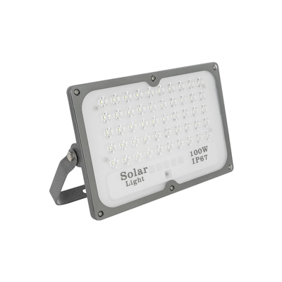 GLOBOSTAR® LUMOVOX 73067 Προβολέας LED 100W 5000lm 120° DC 5V με Φωτοβολταϊκό Panel 5V 8W & Επαναφορτιζόμενη Μπαταρία Li-ion 3.2V 5000mAh Αδιάβροχο IP67 Ψυχρό Λευκό 6000K - 120 x SMD2835 Sanan Chip - Γκρι Ανθρακί - Μ25 x Π5.5 x Υ17.5cm - 2 Χρόνια Εγγύηση
