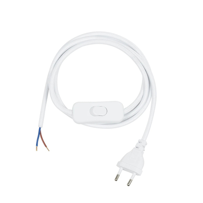 GLOBOSTAR® WHIP 77671 Μοντέρνο DIY Υφασμάτινο Καλώδιο με Διακόπτη On/Off AC 220-240V IP20 - Λευκό - Μ150 x Π2.7 x Υ1.9cm
