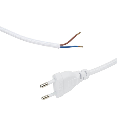 GLOBOSTAR® WHIP 77671 Μοντέρνο DIY Υφασμάτινο Καλώδιο με Διακόπτη On/Off AC 220-240V IP20 - Λευκό - Μ150 x Π2.7 x Υ1.9cm