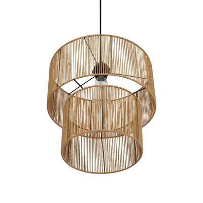 GLOBOSTAR® ROXXI 205-0019 Boho Κρεμαστό Φωτιστικό Οροφής με Ντουί 1 x E27 AC 220-240V IP20 - Μπεζ - M35 x Π35 x Υ37cm