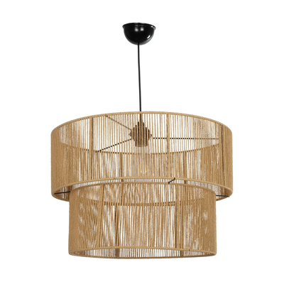 GLOBOSTAR® ROXXI 205-0020 Boho Κρεμαστό Φωτιστικό Οροφής με Ντουί 1 x E27 AC 220-240V IP20 - Μπεζ - M50 x Π50 x Υ36cm