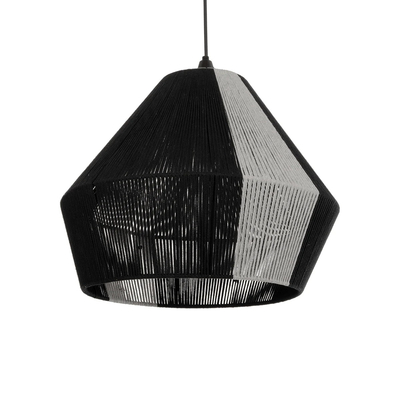 GLOBOSTAR® ANGULUS 205-0021 Boho Κρεμαστό Φωτιστικό Οροφής με Ντουί 1 x E27 AC 220-240V IP20 - Μαύρο & Γκρι - M40 x Π40 x Υ35cm