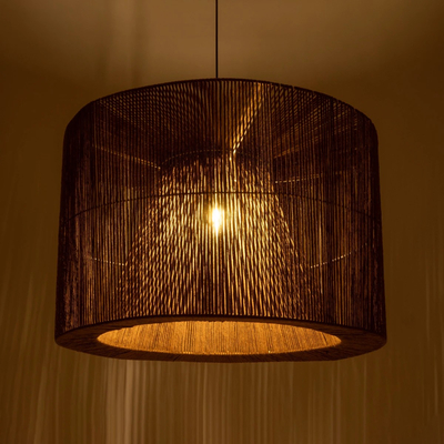 GLOBOSTAR® ZYLINDER 205-0023 Boho Κρεμαστό Φωτιστικό Οροφής με Ντουί 1 x E27 AC 220-240V IP20 - Καφέ - M80 x Π80 x Υ51cm