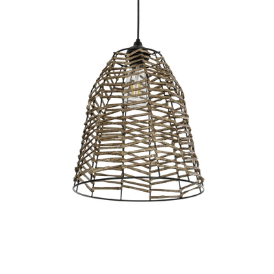 GLOBOSTAR® NETZ 205-0026 Boho Κρεμαστό Φωτιστικό Οροφής με Ντουί 1 x E27 AC 220-240V IP20 - Μπεζ - M30 x Π30 x Υ38cm