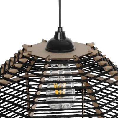 GLOBOSTAR® VORK 205-0027 Boho Κρεμαστό Φωτιστικό Οροφής με Ντουί 1 x E27 AC 220-240V IP20 - Μαύρο - M40 x Π40 x Υ36cm