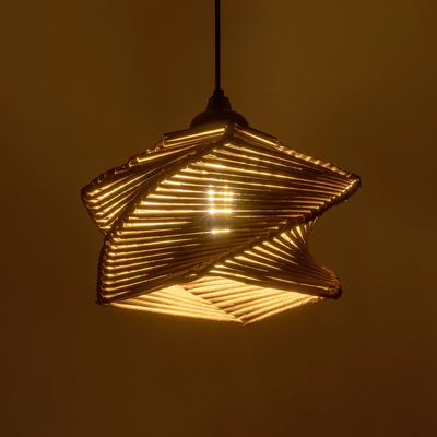 GLOBOSTAR® HUSLE 205-0043 Boho Κρεμαστό Φωτιστικό Οροφής με Ντουί 1 x E27 AC 220-240V IP20 - Μπεζ - M28 x Π28 x Υ19cm