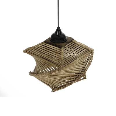 GLOBOSTAR® HUSLE 205-0043 Boho Κρεμαστό Φωτιστικό Οροφής με Ντουί 1 x E27 AC 220-240V IP20 - Μπεζ - M28 x Π28 x Υ19cm