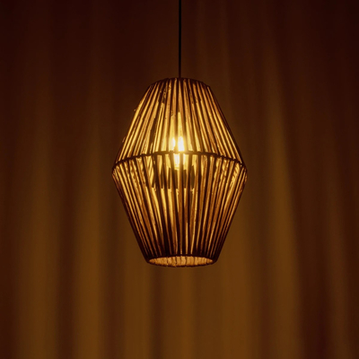 GLOBOSTAR® CASTILLO 205-0046 Boho Κρεμαστό Φωτιστικό Οροφής με Ντουί 1 x E27 AC 220-240V IP20 - Μπεζ - M26 x Π26 x Υ36cm