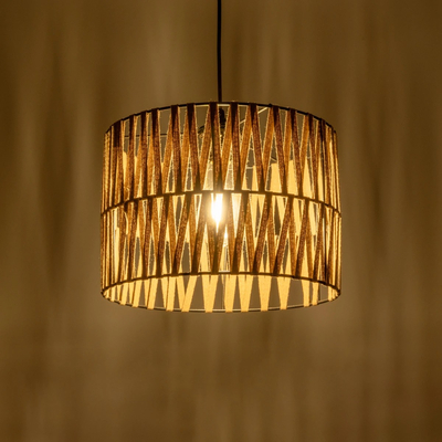 GLOBOSTAR® MARS 205-0054 Boho Κρεμαστό Φωτιστικό Οροφής με Ντουί 1 x E27 AC 220-240V IP20 - Μπεζ - M30 x Π30 x Υ24cm