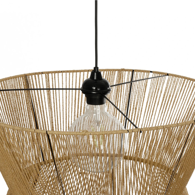 GLOBOSTAR® UPCONE 205-0056 Boho Κρεμαστό Φωτιστικό Οροφής με Ντουί 1 x E27 AC 220-240V IP20 - Μπεζ - M50 x Π50 x Υ43cm