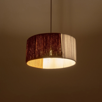 GLOBOSTAR® TAG 205-0059 Boho Κρεμαστό Φωτιστικό Οροφής με Ντουί 1 x E27 AC 220-240V IP20 - Λευκό & Καφέ - M30 x Π30 x Υ18cm