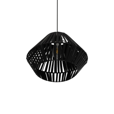 GLOBOSTAR® NUI 205-0061 Boho Κρεμαστό Φωτιστικό Οροφής με Ντουί 1 x E27 AC 220-240V IP20 - Μαύρο - M36 x Π36 x Υ27cm